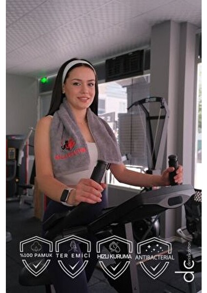 Nakışlı Sporcu Havlusu Pamuklu, Anti Bakteriyel, Ter Emici Fitness Plates Boks Tenis Spor Havlusu