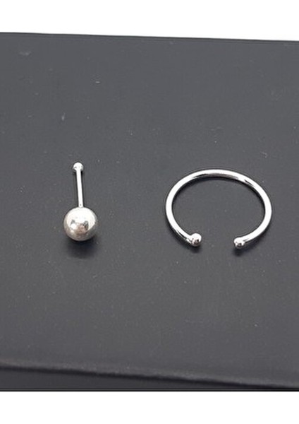 925 Ayar Gümüş ( 2 Adet ) Hızma ( 2,5 mm Top ve Sıkıştırmalı Deliksiz Halka )