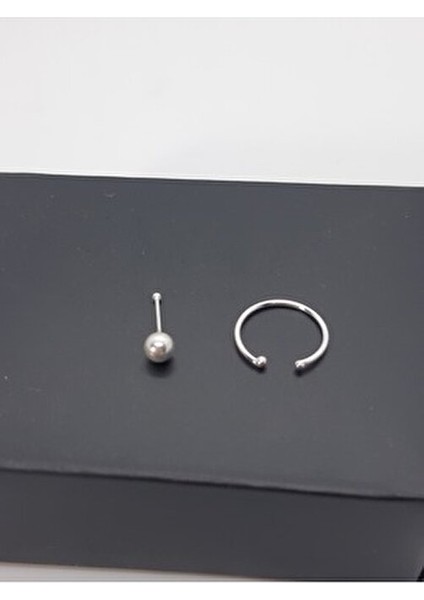 925 Ayar Gümüş ( 2 Adet ) Hızma ( 2,5 mm Top ve Sıkıştırmalı Deliksiz Halka )