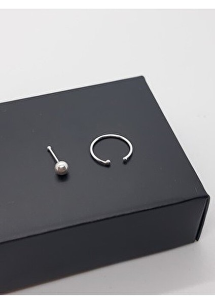 925 Ayar Gümüş ( 2 Adet ) Hızma ( 2,5 mm Top ve Sıkıştırmalı Deliksiz Halka )