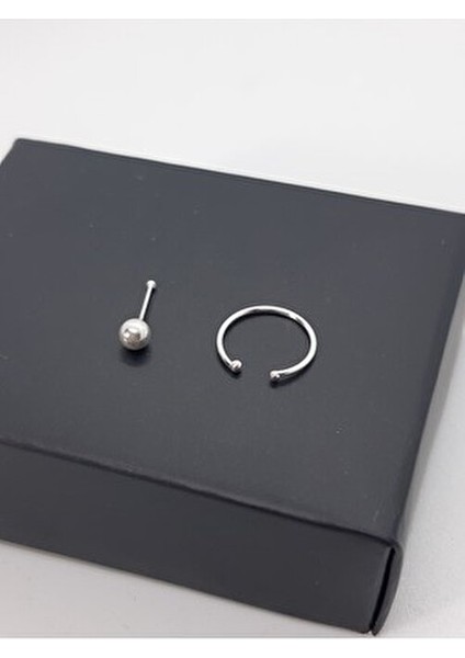 925 Ayar Gümüş ( 2 Adet ) Hızma ( 2,5 mm Top ve Sıkıştırmalı Deliksiz Halka )