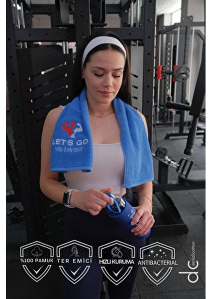 Nakışlı Sporcu Havlusu Pamuklu, Anti Bakteriyel, Ter Emici Fitness Plates Boks Tenis Spor Havlusu