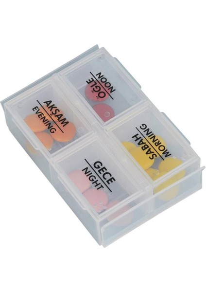 4 Öğün Günlük Hap İlaç Saklama Taşıma Kutusu İlaç Hatırlatıcı (4915)