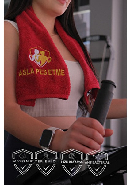Nakışlı Sporcu Havlusu Pamuklu, Anti Bakteriyel, Ter Emici Fitness Plates Boks Tenis Spor Havlusu