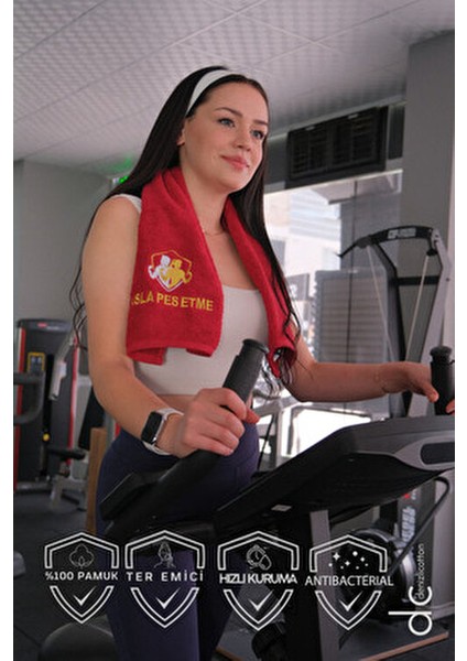 Nakışlı Sporcu Havlusu Pamuklu, Anti Bakteriyel, Ter Emici Fitness Plates Boks Tenis Spor Havlusu