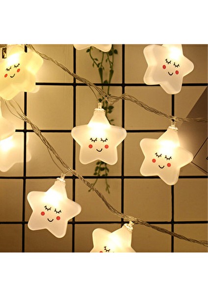 Dekoratif Pilli Gülen Yüz Yıldız Ip LED Işık Zinciri Yılbaşı Süs Aydınlatma fiyatları
