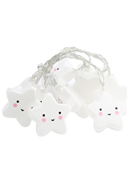 Dekoratif Pilli Gülen Yüz Yıldız Ip LED Işık Zinciri Yılbaşı Süs Aydınlatma