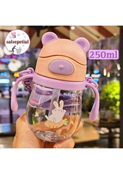 250ML Ayıcık Figürlü Pipeti Suluk Bebek Matara Askılı Sevimli Su Şişesi Bebek Pipetli Biberon Matara fiyatları