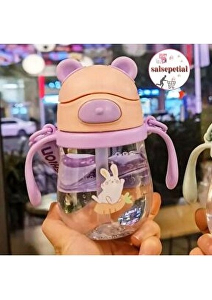 250ML Ayıcık Figürlü Pipeti Suluk Bebek Matara Askılı Sevimli Su Şişesi Bebek Pipetli Biberon Matara fırsatları
