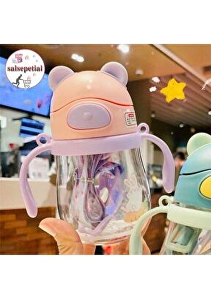 250ML Ayıcık Figürlü Pipeti Suluk Bebek Matara Askılı Sevimli Su Şişesi Bebek Pipetli Biberon Matara indirimleri