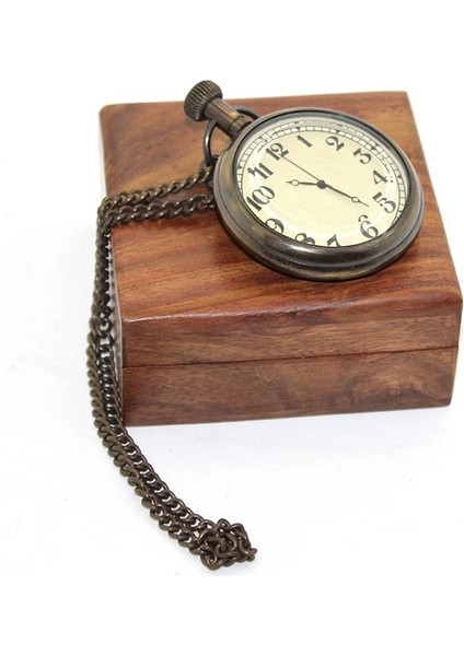 Ahşap Kutulu Pirinç Köstekli Saat 16155 ( Lisinya )