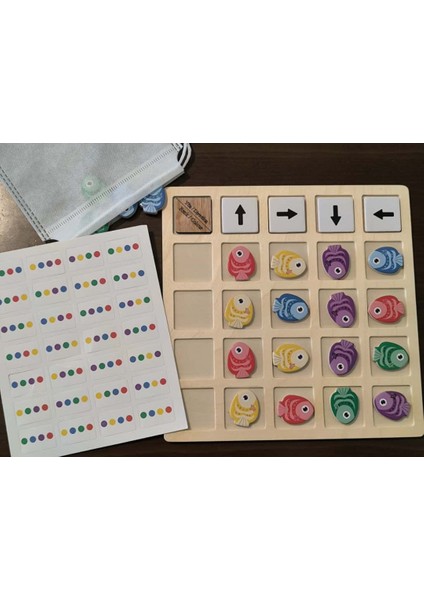 Ahşap Balık Yön Oyunu – Renk Tanıma, Mantık ve Yönlendirme Eğitici Oyuncak (Montessori Tarzı)