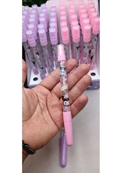 Sanrio Kawaii Kuromi Figürlü Tükenmez Kalem ve Parfüm Kolanya Şişesi Okul Öncesi Öğrenci Hediye 1ADT indirimleri