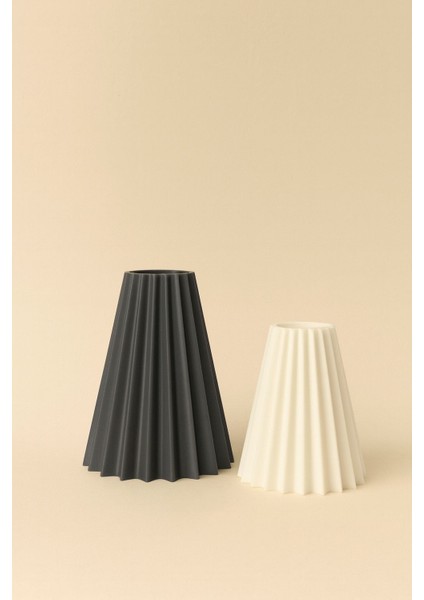 Pleksi Görünümlü Gri & Beyaz 2'li Dekoratif Vazo Seti Masa Üstü Dekoru Ev Aksesuarı fırsatları