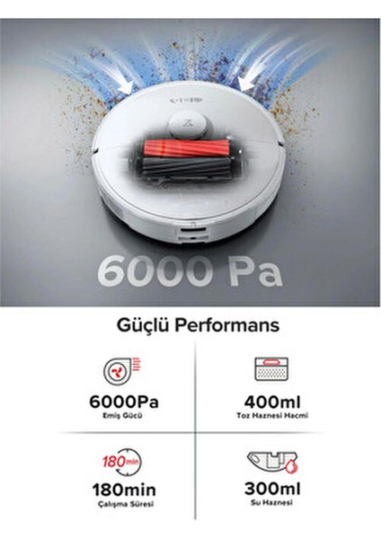 S8 Seri Ultra Premium Akıllı Robot Süpürge, 6000PA Ultra Emiş Gücü - Gelişmiş Performanslı