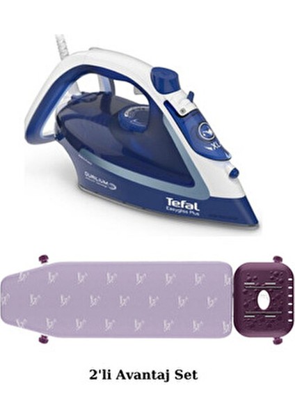 Easygliss Plus 2700 W Otomatik Kapanma, Buharlı Ütü - Alev Almaz Kumaşlı Ütü Masası Çeyiz Seti