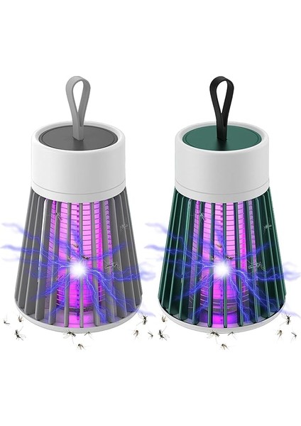 Elektrikli Sivrisinek Kovucu,taşınabilir Uv Sinek Kapanı, USB Şarj Edilebilir Sivrisinek Öldürücü Lambası, Sessiz Verimli Böcek Sinek Tuzağı, Iç ve Dış Mekan, Bahçe, Kamp Için (Yeşil+Gri)