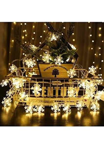 5 Metre 28 LED 8 Animasyonlu Aydınlatma Pilli Ip LED Işık Kar Tanesi Dizeleri Gün Işığı