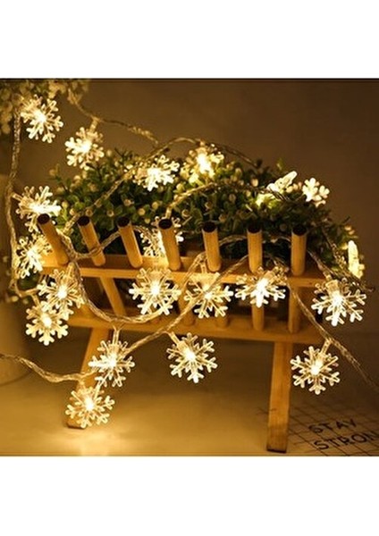 5 Metre 28 LED 8 Animasyonlu Aydınlatma Pilli Ip LED Işık Kar Tanesi Dizeleri Gün Işığı