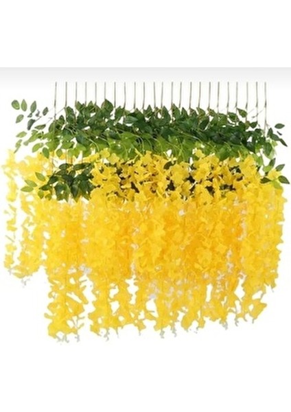 1 Adet Sarkan Sarı Akasya Çiçek 3 Dallı 100 cm Yapay Dekoratif Nişan Düğün Süsleme