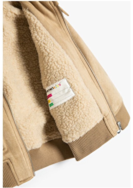 Biker Ceket Peluş Yaka Detaylı Fermuarlı fırsatları