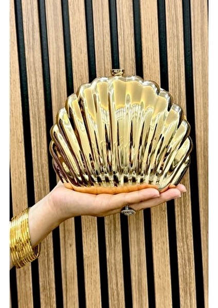 Abiye Çanta Rugan Metal Midye Abiye Çamntası