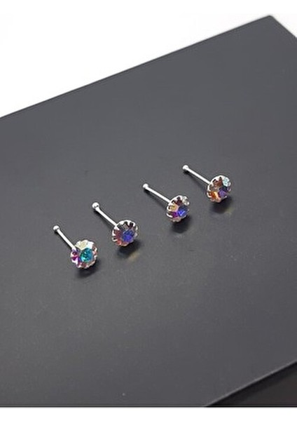 925 Ayar Gümüş Ekonomik 4 Adet (Işıkta Parlayan ve Renk Değiştiren) Taşlı 3 mm Hızma fiyatları