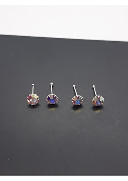 925 Ayar Gümüş Ekonomik 4 Adet (Işıkta Parlayan ve Renk Değiştiren) Taşlı 3 mm Hızma