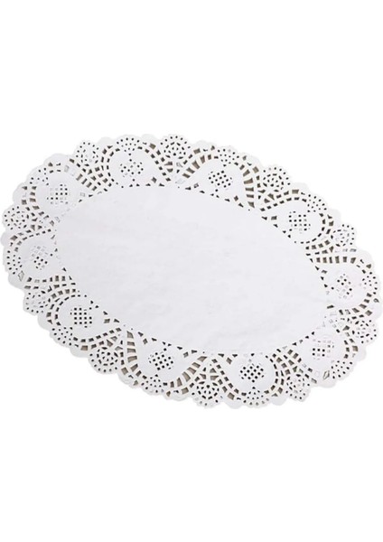 Dantel Pasta Altlığı Oval 36LI 16X23 cm Oval Tabak Pasta Muffin Kek Kurabiye Sunum Altlığı Sunum