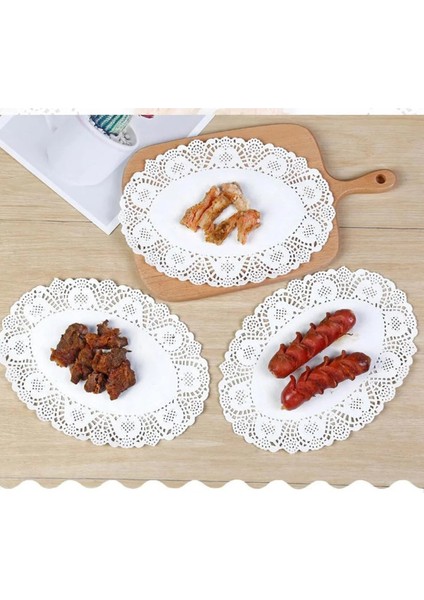 Dantel Pasta Altlığı Oval 36LI 16X23 cm Oval Tabak Pasta Muffin Kek Kurabiye Sunum Altlığı Sunum modelleri