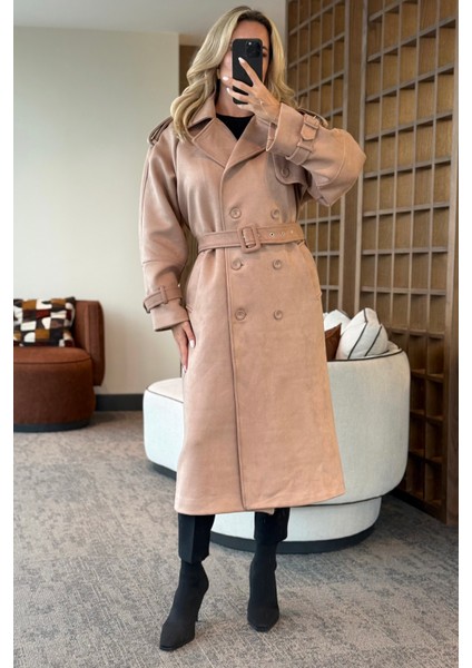 Vizon Uzun Süet Trençkot - 9608