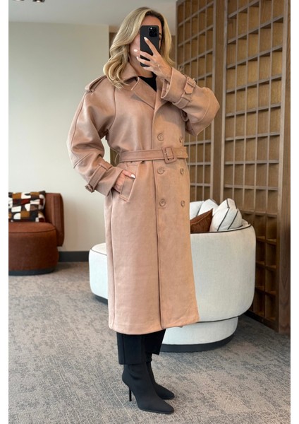 Vizon Uzun Süet Trençkot - 9608 fiyatları