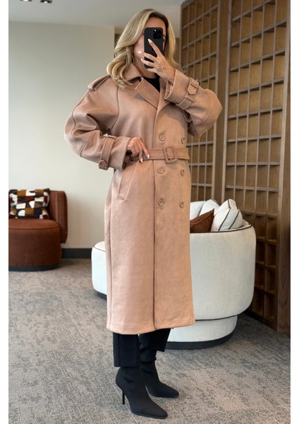 Vizon Uzun Süet Trençkot - 9608 fırsatları