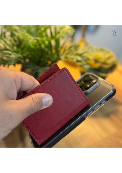 iPhone 17 Air Uyumlu 5 Bölmeli Magsafe Mıknatıslı Deri Kartlık Cüzdan