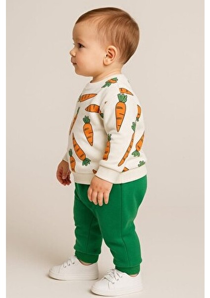 Havuç Baskılı Bebek Takımı Mevsimlik 2li Alt Üst Unısex Aylık 3-6-9-12AY fiyatları