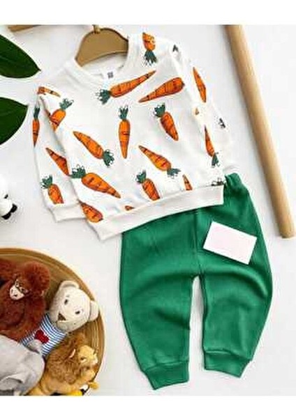 Havuç Baskılı Bebek Takımı Mevsimlik 2li Alt Üst Unısex Aylık 3-6-9-12AY fırsatları