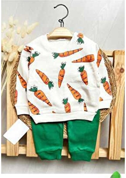 Havuç Baskılı Bebek Takımı Mevsimlik 2li Alt Üst Unısex Aylık 3-6-9-12AY indirimleri