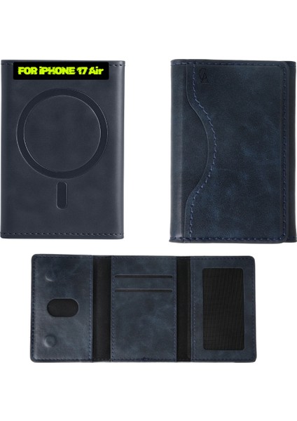 iPhone 17 Air Uyumlu 5 Bölmeli Magsafe Mıknatıslı Deri Kartlık Cüzdan