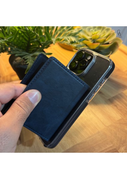 iPhone 17 Air Uyumlu 5 Bölmeli Magsafe Mıknatıslı Deri Kartlık Cüzdan