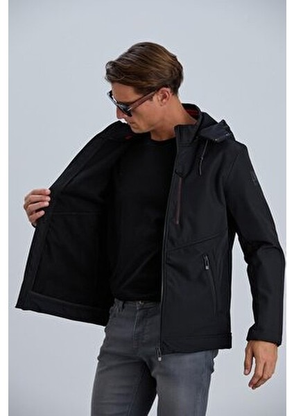 Erkek Siyah Mont Kapüşonlu Erkek Softshell Mont indirimleri