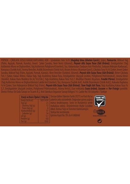 Popkek Çikolatalı Kek 60 G x 24 Adet Kahverengi fiyatları