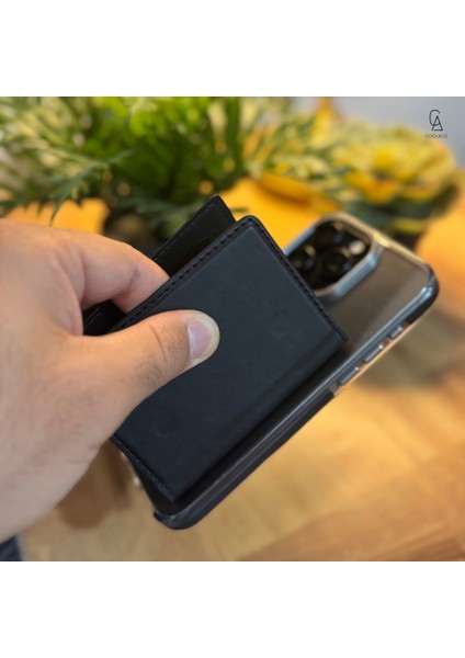 iPhone 17 Air Uyumlu 5 Bölmeli Magsafe Mıknatıslı Deri Kartlık Cüzdan