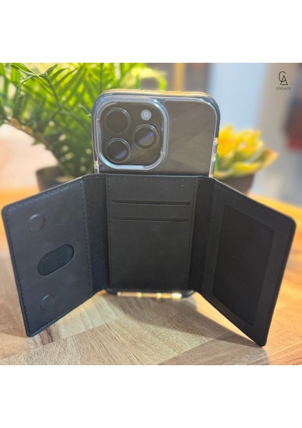 iPhone 17 Air Uyumlu 5 Bölmeli Magsafe Mıknatıslı Deri Kartlık Cüzdan