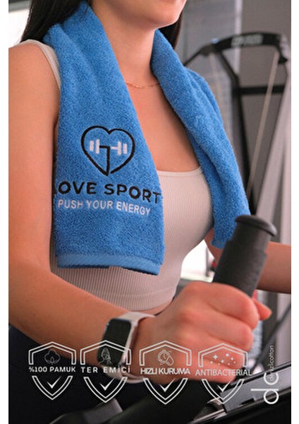 Nakışlı Sporcu Havlusu Pamuklu, Anti Bakteriyel, Ter Emici Fitness Plates Boks Tenis Spor Havlusu