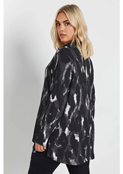 Desenli V Yaka Uzun Kollu Kadın Gömlek 322165 Büyük Beden için Modern Tasarım indirimleri