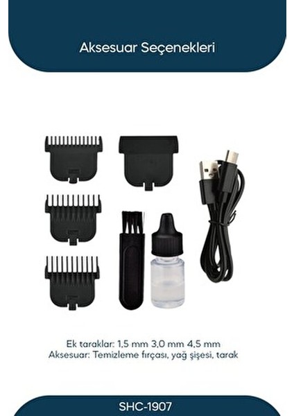 Profesyonel Titanyum T Bıçaklı Tip Saç Sakal Ense Kesme Traş Makinası SHC-1907 fiyatları
