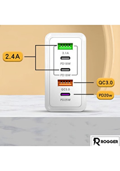 5 Port 120 W Hızlı Şarj USB Tip C Şarj Pd Qc 3.0 USB C Şarj Adaptörü iphone Samsung Xiaomi fiyatları