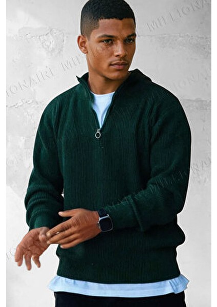 Erkek Nefti Fermuarlı Balıkçı Yaka Kışlık Triko Kazak fiyatları