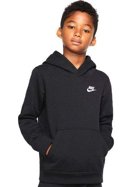 B Nsw Club Po Hoodie Çocuk Siyah Günlük Stil Sweatshirt