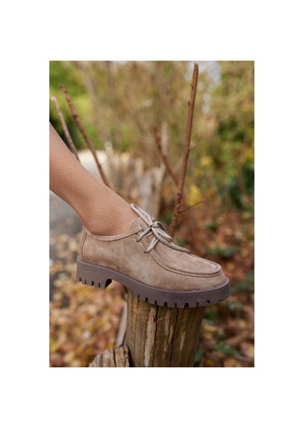 Kristel Kadın Kum Suet Bagcıklı Loafer Ayakkabi